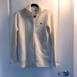 Lacoste cream off white long cardigan